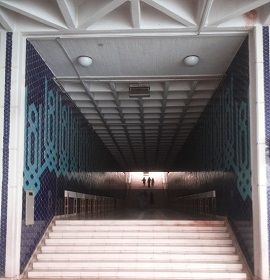 Stairs lead to Faisal Mosque Courtyard